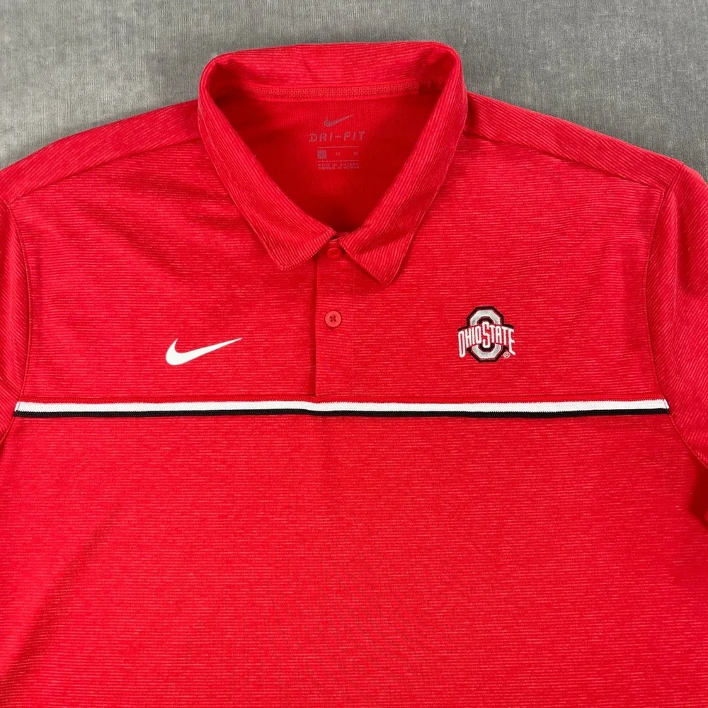Ohio State Buckeyes Nike‎ Mens Medium Red Dri-FIT On-Field Polo Shirt
